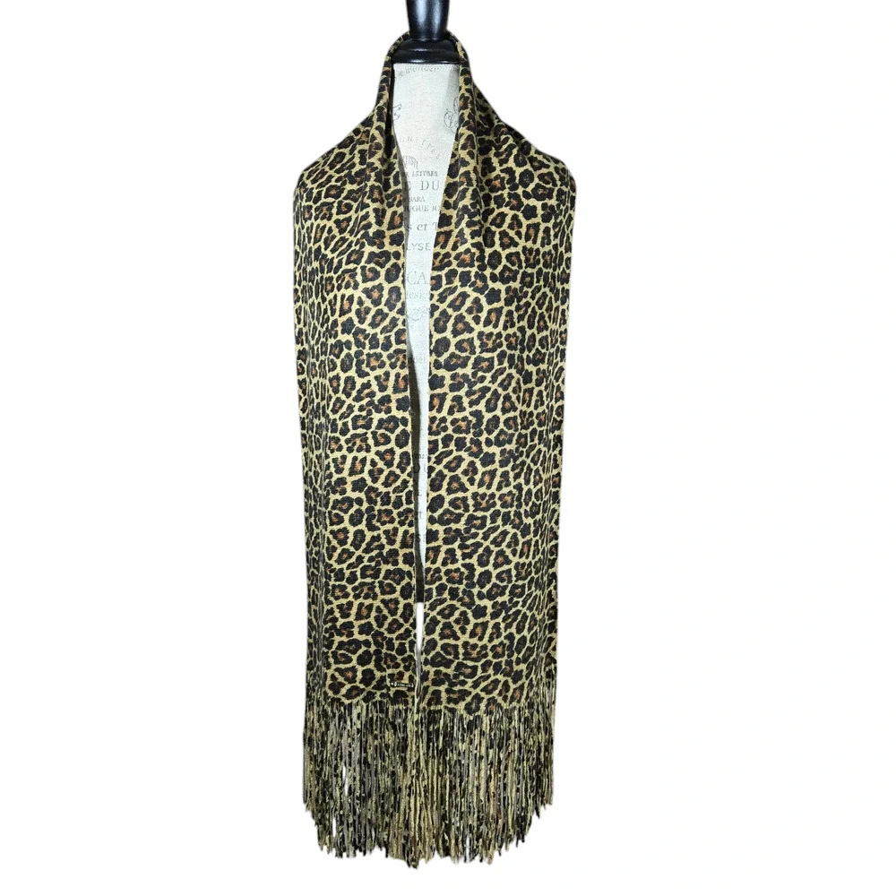 Michael Kors‎ Scarf Leopard Print Fringe 11